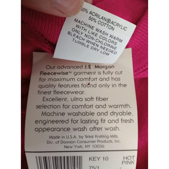 NWT J.E. Morgan Fleecewise‎ Sweatshirt Women's Size Large Hot Pink Vintage 80s - Picture 5 of 8